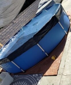 INTEX 28031E Pool Cover: For 12ft Round Metal Frame Pools – Includes Rope Tie – Drain Holes – 10in Overhang – Snug Fit 12-Foot 33 81luLR0hW4L