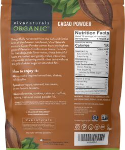 Viva Naturals Organic Cacao Powder, 1lb - Unsweetened Cacao Powder With Rich Dark Chocolate Flavor, Perfect for Baking & Smoothies, Non-GMO, Certified Vegan & Gluten-Free, 454 g 1 Pound (Pack of 1) 25 81lxCoYhoLL