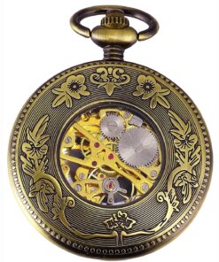 Carrie Hughes Antique Mechanical Pocket Watches for Men Lucky Dragon Phoenix Skeleton Roman Numberals with Chain and Box CH223 11 81lyYwVNJ1L
