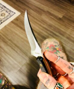 Old Timer 152OT Sharpfinger 7.1in S.S. Full Tang Knife with 3.3in Clip Point Skinner Fixed Blade, Black Sawcut Handle, and Leather Belt Sheath for Hunting, Camping, Skinning, EDC, and Outdoors 63 81lzlAYla7L