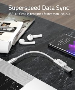 Syntech USB C to USB Adapter, 2 Pack USB C to USB3 Adapter,USB Type C to USB,Thunderbolt 3 to USB Female Adapter OTG Cable Compatible with iPhone 15 Pro Max, iPad Air 2020, MacBook Pro, Air and More White 17 81m049vprfS