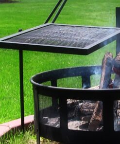 Alternative view of Sunnydaze Rotating Rectangle Fire Pit Cooking Grate Grilling System - Black Steel Pole and Grill - 24-Inch