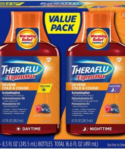 Theraflu ExpressMax Severe Cold and Cough Medicine, Daytime and Nighttime Cough and Cold Medicine for Cough Relief, Berry Flavor - 8.3 Fl Oz x 2 Day & Night Bundle 18 81m17kzuZ2L