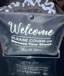 Foldable Shoe Cover Holder (Black) with Bonus Please Use Shoe Covers, Double Sided, Door Hanger Black 25 81m1WHGYYL