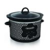Crock-Pot 4.5 Quart Round Portable Slow Cooker and Food Warmer, Black & White Pattern (SCR450-HX) 46 81m1yo3VMPL