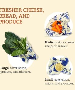 Bee's Wrap Reusable Beeswax Food Wraps Made in the USA, Eco Friendly Beeswax Food Wrap, Sustainable Food Storage Containers, Organic Cotton Food Wraps, Assorted 3 Pack (S, M, L), Bees + Bears Pattern 11 81m3F3NnU5L