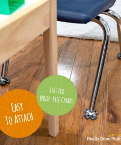 Really Good Stuff Fuzzy Feet Chair Glides, Noise Reducer for Classroom Chairs & Desks, Gliders Prevent Floor Scuffs & Scratches, Snap-On Chair Leg Cover, Quiet Felt Chair Sliders, 144 pcs 9 81m41TmvTL