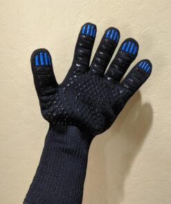 YUXIER Oven Gloves BBQ Grill Gloves 1472°F Extreme Heat Resistant Oven Mitts for Cooking, Grilling, Kitchen, Smoker Baking, Barbecue, Fireplace, Welding, Cutting (13.8inch, Black Gloves) 25 81m4qnMywKL