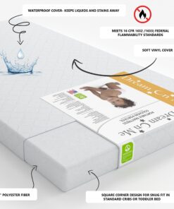 Alternative view of Dream On Me Holly 3” Fiber Portable, Greenguard Gold Certified, Waterproof Vinyl Cover, Lightweight Mini Crib Mattress, White