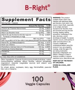 Jarrow Formulas B-Right Optimized B-Complex, Dietary Supplement for Cellular Energy, Immune Health and Stress Management Support, 100 Veggie Capsules, 100 Day Supply Unflavored 100 Servings (Pack of 1) 31 81m5t2PkBxL