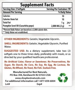 Best Naturals Pumpkin Seed Oil Bladder Control 1000 mg 180 Softgels 180 Count (Pack of 1) 11 81m6Ll0luSL