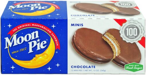 MoonPie Mini Chocolate Marshmallow Sandwich | Small Bite Size Chocolate Covered Graham Cracker & Marshmallow Pie, 1 Ounce (Pack of 12) (144Count Total) 1 Ounce (Pack of 12)