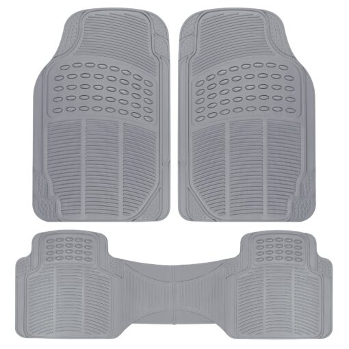 BDK Original ProLiner 3 Piece Heavy Duty Front & Rear Rubber Floor Mats for Car SUV Van & Truck, Gray - All Weather Floor Protection with Universal Fit Design 3PC Front & Rear