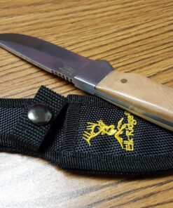 Elk Ridge - Outdoors Fixed Blade Hunting Knife - 8 in Overall - Mirror Polished Blade with Burl Wood Handle, Nylon Sheath - Full Tang Bowie Knife - ER-107 21 81m9FtTIBcL