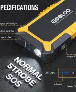 GOOLOO New GP2000 Jump Starter 2000A Car Starter Battery Pack (Up to 8.0L Gas, 6.0L Diesel Engine),12V Car Battery Charger Jumper Starter, Supersafe Portable Lithium Jump Box with USB Quick Charge yellow 28 81m9Q8QQz5L