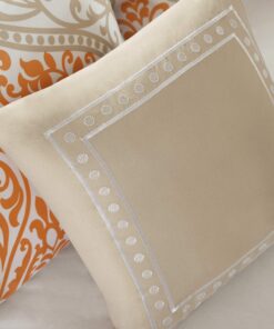 Intelligent Design Senna Comforter Set Full/Queen Size - Orange/Taupe, Damask – 5 Piece Bed Sets – All Season Ultra Soft Microfiber Teen Bedding - Great For Guest Room and Girls Bedroom 36 81m9TRtCVRL