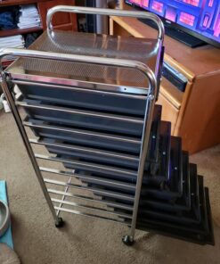 Seville Classics Rolling Utility Organizer Storage Cart, for Home Office, School, Classroom, Scrapbook, Hobby, Craft, 10 Drawer, Black 38 81mAgiNGuL