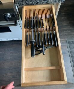 Rev-A-Shelf Dual Row Trim To Fit Knife Block Drawer Organizer with Storage Holder for Kitchen Utensils, 55 Slot Cutlery Tray, Wood, 4WDKB-1 Natural 44 81mB77kznVL