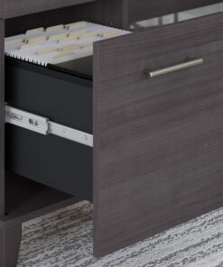 Bush SET008SG 60-Inch W L-Shaped Desk w/Hutch and Lateral File Cabinet Storm Gray 11 81mBJo9pZXL
