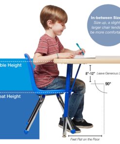 Factory Direct Partners 10363-SD 14" School Stack Chair, Stacking Student Seat with Chromed Steel Legs and Ball Glides for in-Home Learning or Classroom - Sand (6-Pack) 14 inch 19 81mD6YF7eL