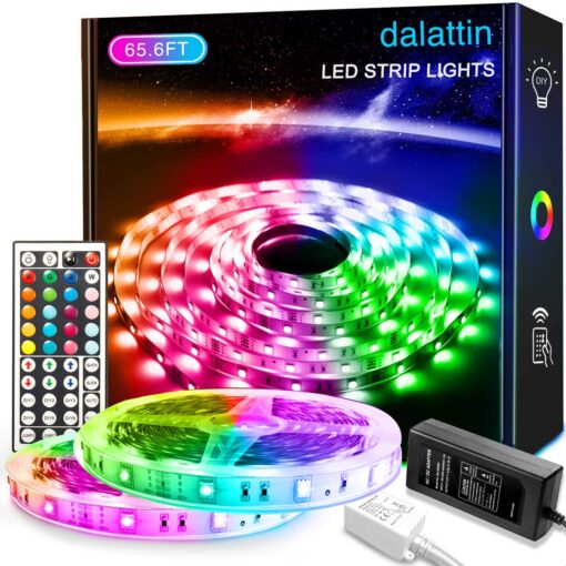 dalattin 65.6ft Led Lights for Bedroom Led Strip Lights Color Changing Lights with 44 Keys Remote,2 Rolls of 32.8ft