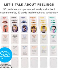 Feelings in a Flash - Emotional Intelligence Flashcard Game - Toddlers & Special Needs Children - Teaching Empathy Activities, Coping & Social Skills - 50 Scenario Cards, 50 Reaction Faces 9 81mEgqzJO2L 1