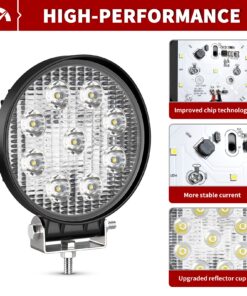 LEDKINGDOMUS LED Light Bar 27W 4inch LED Light Pods Flood Round Work Light Off Road Light LED Fog Driving Light Truck Light Boat Light for Truck Pickup SUV ATV UTV 2 9 81mEwri6v5L