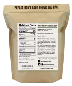 Alternative view of Anthony's Organic Cane Sugar, 3 lb, Granulated, Gluten Free & Non GMO