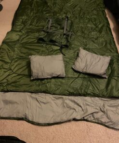 CANWAY Double Sleeping Bag,2 Person Sleeping Bag Lightweight Waterproof with 2 Pillows for Camping, Backpacking, or Hiking for Adults or Teens Queen Size XL & XXL Army Green 28 81mFW2RxL