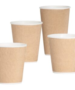 Genuine Joe GJO11260PK Insulated Ripple Hot Cup, 12-Ounce Capacity (Pack of 25),Brown Brown 12 ounces 23 81mFXEqPonL