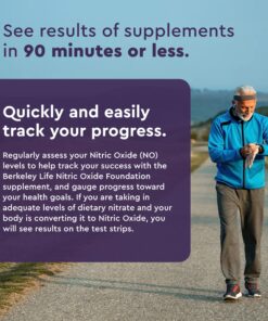 Berkeley Life Nitric Oxide Test Strip Used Worldwide by Olympians & Elite Athletes - Take Control of Your Heart Health Measure, Manage, & Optimize Blood Flow & Oxygen Delivery in Your Body - 50 Count 50 Count (Pack of 1) 10 81mGV0DbHML