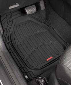 Motor Trend FlexTough Floor Mats for Cars, Black Deep Dish All-Weather Mats, Waterproof Trim-To Fit Automotive Floor Mats for Cars Trucks SUV, Universal Floor Liner Car Accessories Full Set 29 81mH1zIi9jL