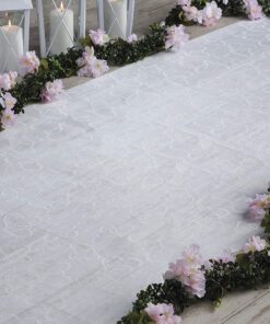 Fun Express Two Hearts Wedding Aisle Runner - White with Hear Designs - 100 feet Long - Perfect for Indoor, Outdoor, Beach Weddings - Polyester 21 81mITtixeML