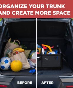 TRUNKCRATEPRO Trunk Organizer for Car, SUV, Truck | Premium Adjustable Multi Compartments Collapsible Car Trunk Organizer with Securing Straps & Non-Slip Bottom (Large Size, Black) Large 31 81mJaZNYmyL