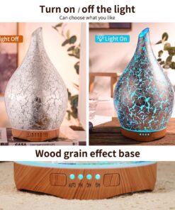 Porseme 280ml Essential Oil Diffuser, 3D Glass Aromatherapy Diffusor, Ultrasonic Cool Mist BPA Free Aroma Humidifier with Timer and Color Changing Function, Waterless Shut-Off for Home Office Room G3-280ml Silver Plated Aladdin Vase 16 81mKDd59nVL