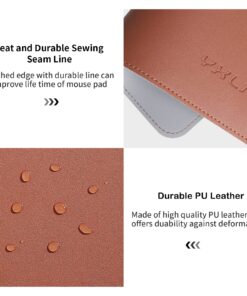 YXLILI Mouse Pad, Double-Sided Mouse Pads Small Round PU Leather Mouse Mat with Stitched Edge Waterproof Mouse Pads for Wireless Computer Mouse for Office Home Gaming Working Brown/Silver 20 81mMF1A7t1L