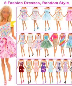 Alternative view of BARWA 42 Pack Doll Clothes and Accessories 5 PCS Fashion Dresses 5 Tops 5 Pants Outfits 6 PCS Mini Dresses 10 Shoes 6 Necklace 10 Hangers for 11.5 inch Doll