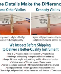 Bunnel Pupil Violin Outfit 4/4 Full Size Clearance By Kennedy Violins - Carrying Case and Accessories Included - Solid Maple Wood and Ebony Fittings RB300 25 81mQUu69HzS