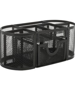 Rolodex 1746466 Mesh Pencil Cup Organizer Four Compartments Steel 9 1/3 x 4 1/2 x 4 Black 19 81mRJjxBftL