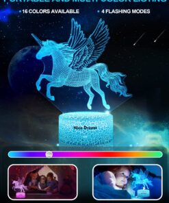Nice Dream Unicorn Night Light for Kids, 3D Night Lamp, 16 Colors Changes with Remote Control, Room Decor, Christmas Gifts for Children Girls 01-Unicorn 12 81mTPM7c07L