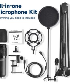 USB Microphone Podcast Equipment Bundle Microphone for PC 192khz/24bit Studio Cardioid Condenser Mic Kit Gaming Mics Studio Microphone for Singing, Streaming Microphone for Recording with Mic Boom Arm 13 81mTfwi97YL
