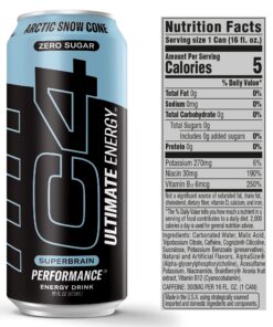 C4 Ultimate Sugar Free Energy Drink 16oz (Pack of 12) | Arctic Snow Cone | Pre Workout Performance Drink with No Artificial Colors or Dyes 16 Fl Oz (Pack of 12) 14 81mTpEEWHPL