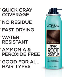 L'Oreal Paris Magic Root Cover Up Gray Concealer Spray Medium Brown 4 oz (2 pack) 2 Count (Pack of 1) 12 81mUqtvdDsL