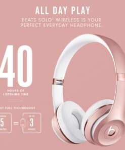 Beats Solo3 Wireless On-Ear Headphones - Apple W1 Headphone Chip, Class 1 Bluetooth, 40 Hours of Listening Time, Built-in Microphone - Rose Gold (Latest Model) Without AppleCare+ 37 81mVS8Hg4KL