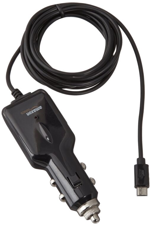 Amazon Basics Micro USB Universal Car Charger for Android - 5 Feet (1.5 Meters) Straight Cable Black 1-Pack