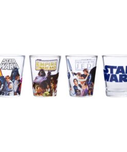 Silver Buffalo Star Wars Original Trilogy: A New Hope, Empire Strikes Back, Return of the Jedi - 4 Pack Mini Glasses Featuring Yoda, Luke, Darth Vader, Han Solo, Chewbacca, Princess Leia, Ewok, 1.5oz 1.5oz Original Trilogy 16 81mWKSD5YRL