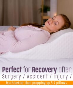 Aeris Wedge Pillow for Sleeping -Post Surgery Pillow -Unique Curved Design -Memory Foam- Incline Pillow for Elevation,Pregnancy,Reading Snoring,Back & Knee Support,Breathing –,Washable Cover 25"x25"x8.5" 23 81mYgK2An8L