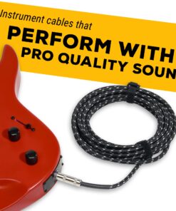 GLS Audio Instrument Cable - 1/4 Inch TS to 1/4 Inch Instrument Cable for Bass/Electric Guitar- Black/Grey Braided Tweed, 10ft 10 Ft. Straight 17 81mb30N4oL 1