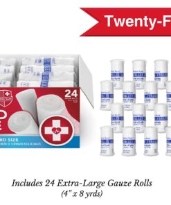 Swiss Safe Long Elastic Stretch Gauze Rolls, 4 Inch x 8 Yards, (24 Pack) 24 10 81mdYaHEGJL