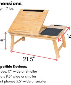 Sofia + Sam Multi Tasking Lap Desk with Adjustable Tilt Surface | Mouse Pad | Fits Laptops Up to 15" | Tablets Up to 9.6" | Smart Phones Up to 3.5" | Natural | | Computer Lap Tray 25 81mducV21iL